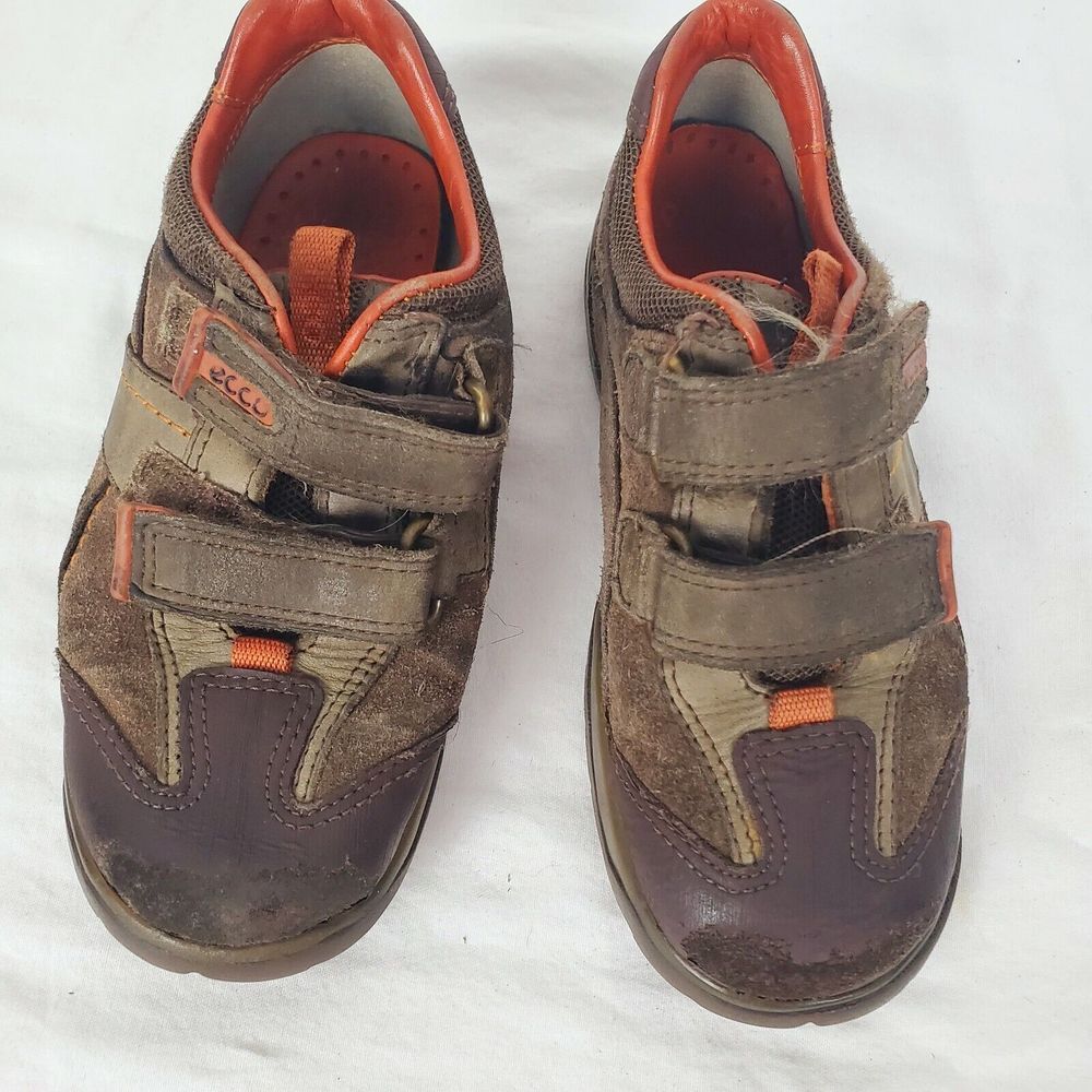 ECCO Toddler Boys Leather Suede Shoes Brown Orange EU 26 US 9/9.5